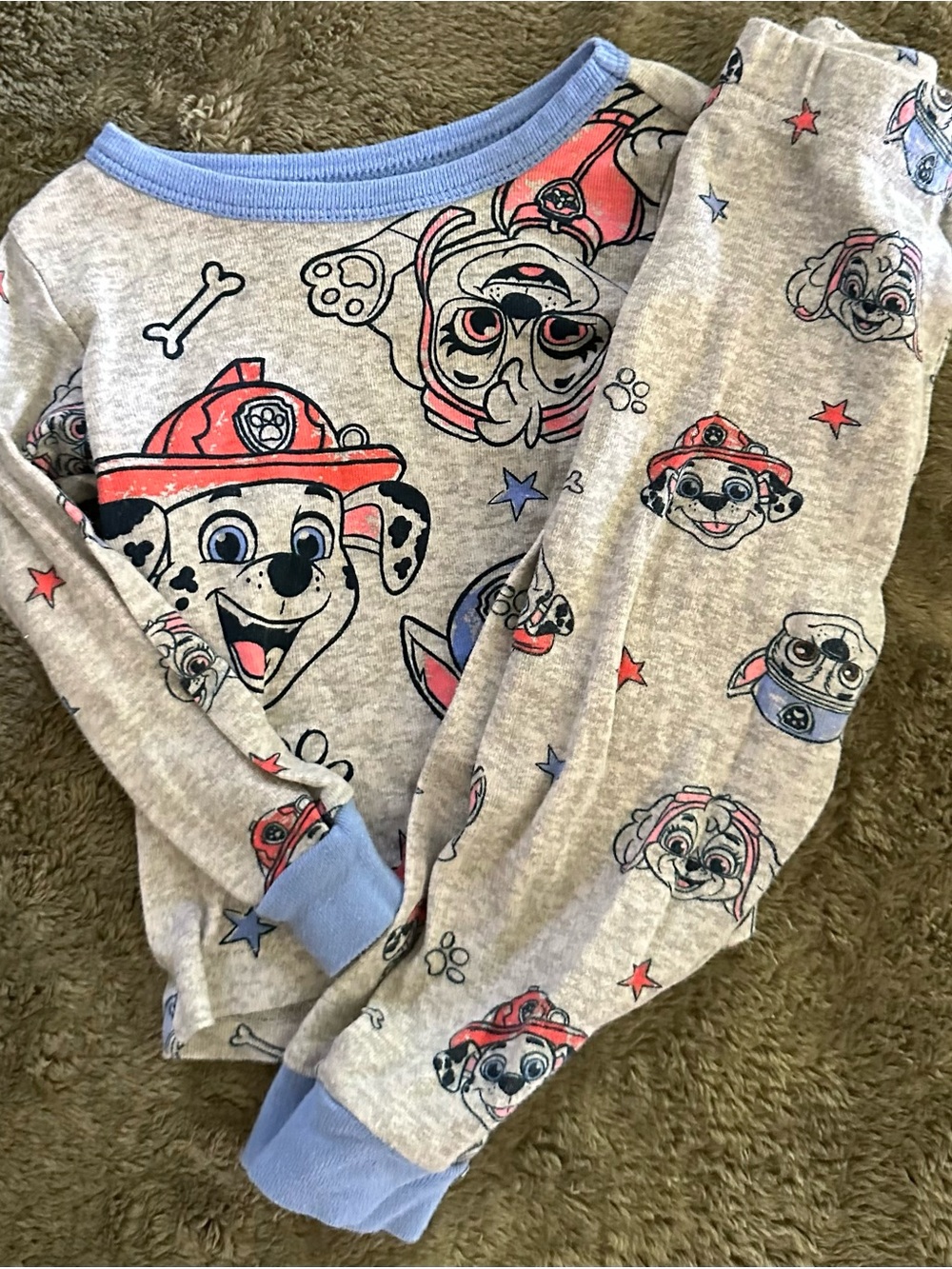 Paw Patrol Grey One-Piece Footie with Blue Trim and Red Accents